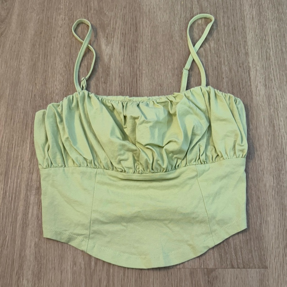 Nectar Clothing Medium Light Green Women's Top Crop Top Blouse w/ Corset Style